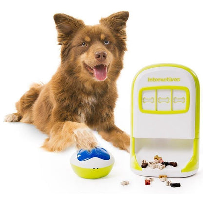 Educational Dog Toy Rolling Tennis Snack Dispenser with 4-Color Recording Feature