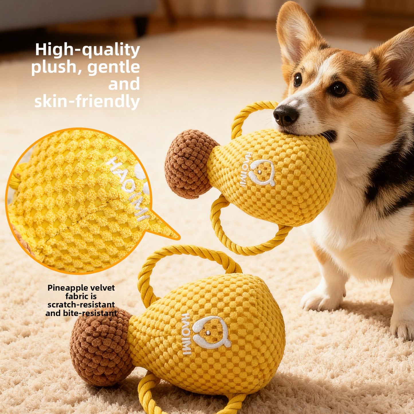 Durable Cotton Rope Dog Chew Toy with Squeaker Sound Interactive Plush Puppy Toys for Boredom Relief and Dental Health Pet Supplies