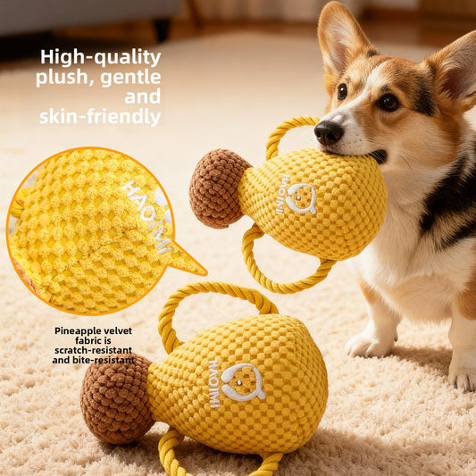 Durable Cotton Rope Dog Chew Toy with Squeaker Sound Interactive Plush Puppy Toys for Boredom Relief and Dental Health Pet Supplies