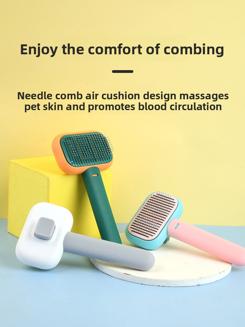 Professional Stainless Steel Pet Deshedding Brush One Click Hair Removal Comb for Cats Dogs Effective Grooming and Massage Tool