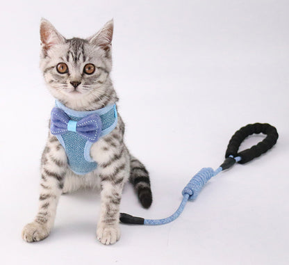 New Bowknot Design Cat Leash Vest-Style Adjustable Walking Harness