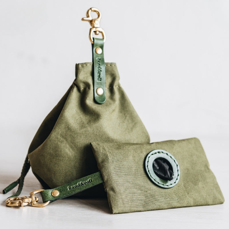 Portable Pet Dog Snack Bag Outdoor Drawstring Canvas Dog Food Bag Dog Supplies