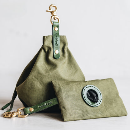 Portable Pet Dog Snack Bag Outdoor Drawstring Canvas Dog Food Bag Dog Supplies