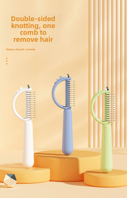 Double Sided Cat Comb for Shedding Small Dinosaur Cute Design Pet Grooming Brush Massage Knot Comb Macaron Colors Long Hair Short Hair