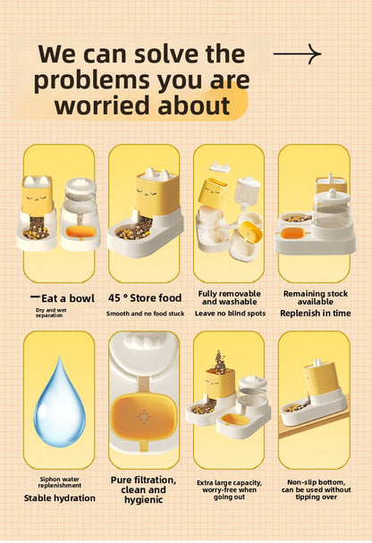 Fully Automatic Cat Drinking Device Combined with Food Feeder for Pets Cats Dogs