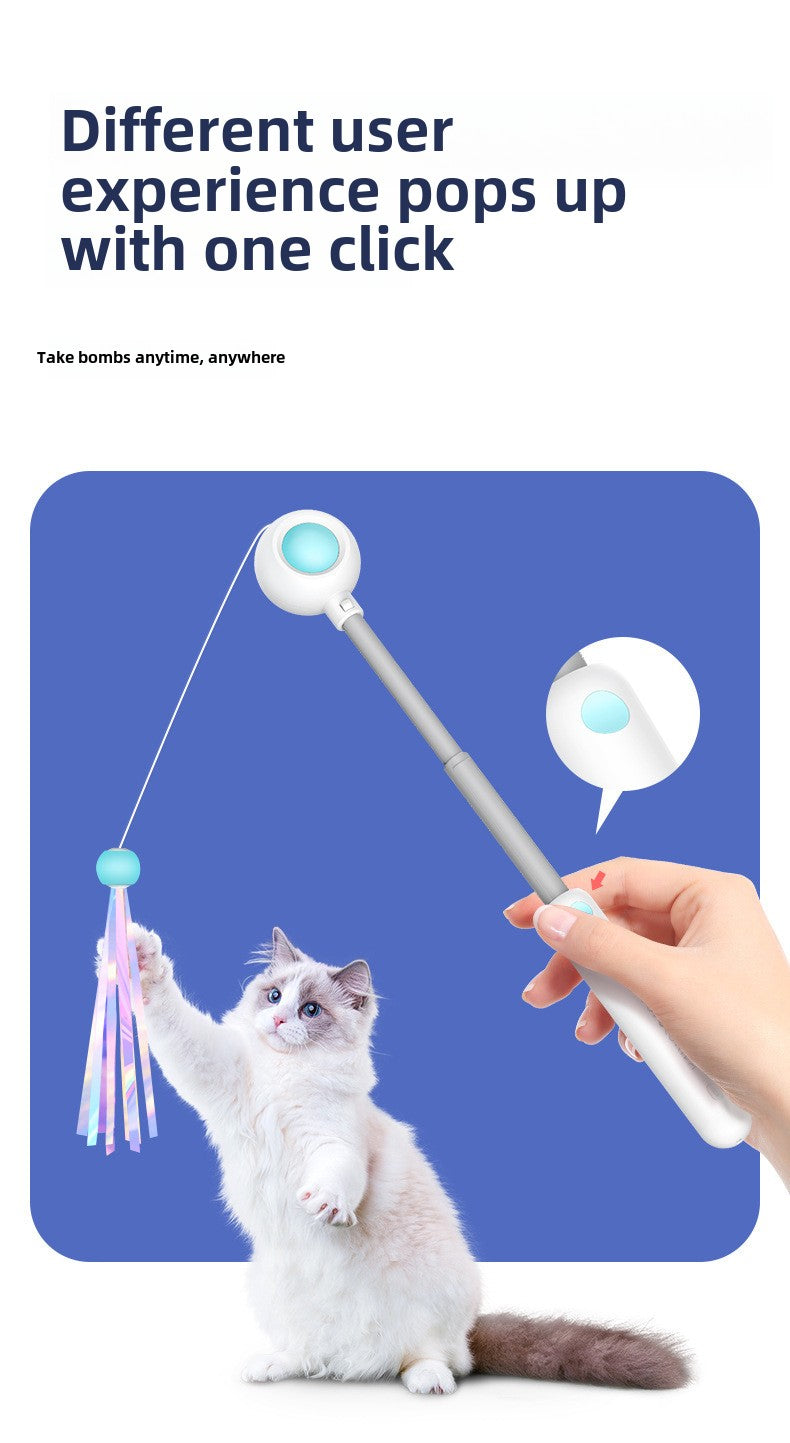 Pet Interactive Cat Wand with Replaceable Fairy Feather Bell