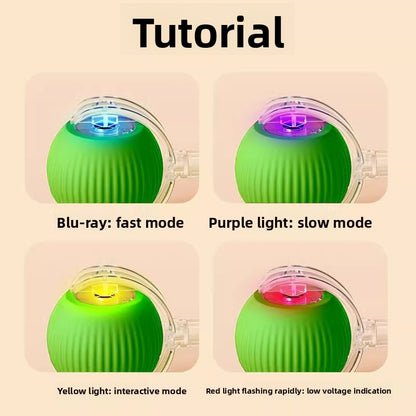 Rechargeable Automatic Cat Toy Ball with Variable Speed Smart Motion for Cats Interactive Self Play Pet Entertainment Teaser Ball