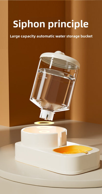 Large Capacity 5L Automatic Pet Feeder and Waterer Combo Adjustable Height Dog Cat Bowl Set with Non Slip Base