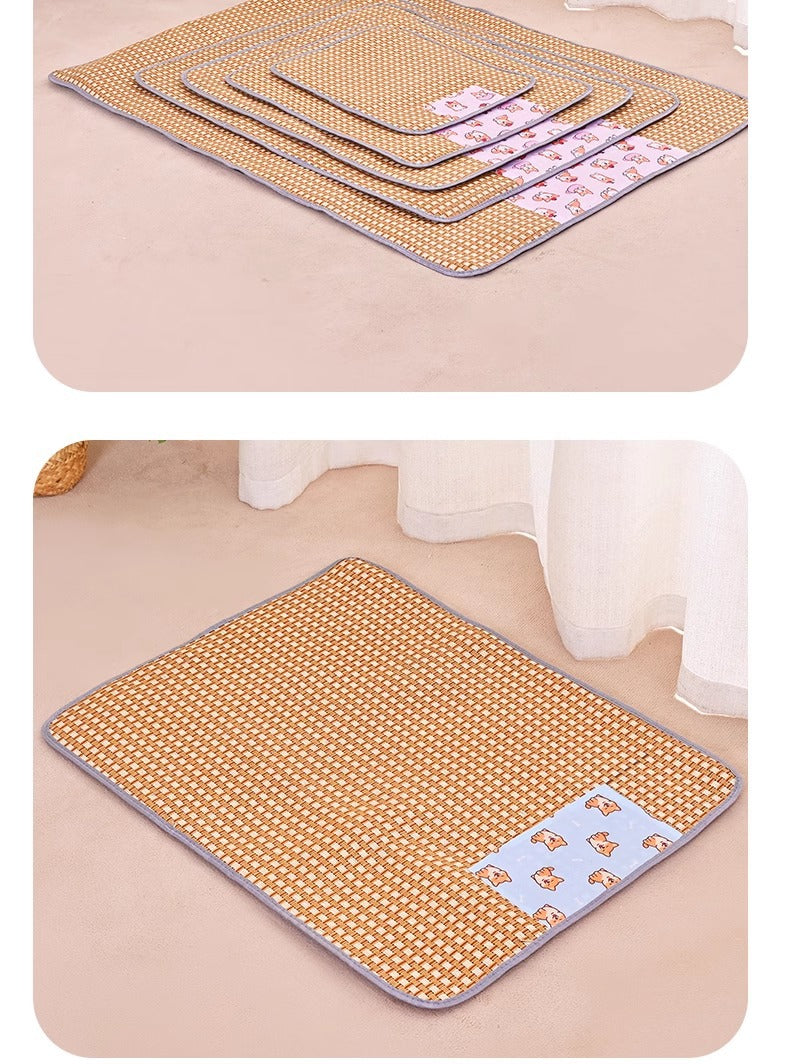 Cooling Mat Pet Bed Mat for All Seasons Rattan Teddy Cat Dog Summer Use