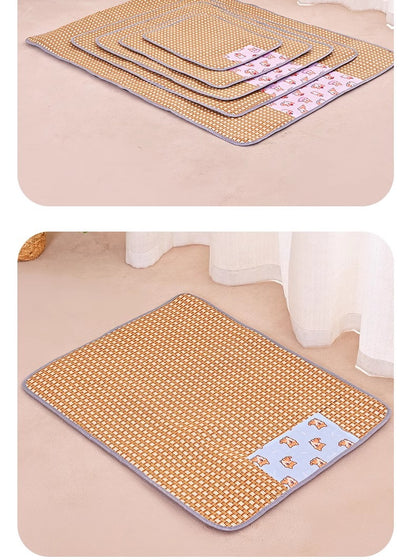 Cooling Mat Pet Bed Mat for All Seasons Rattan Teddy Cat Dog Summer Use