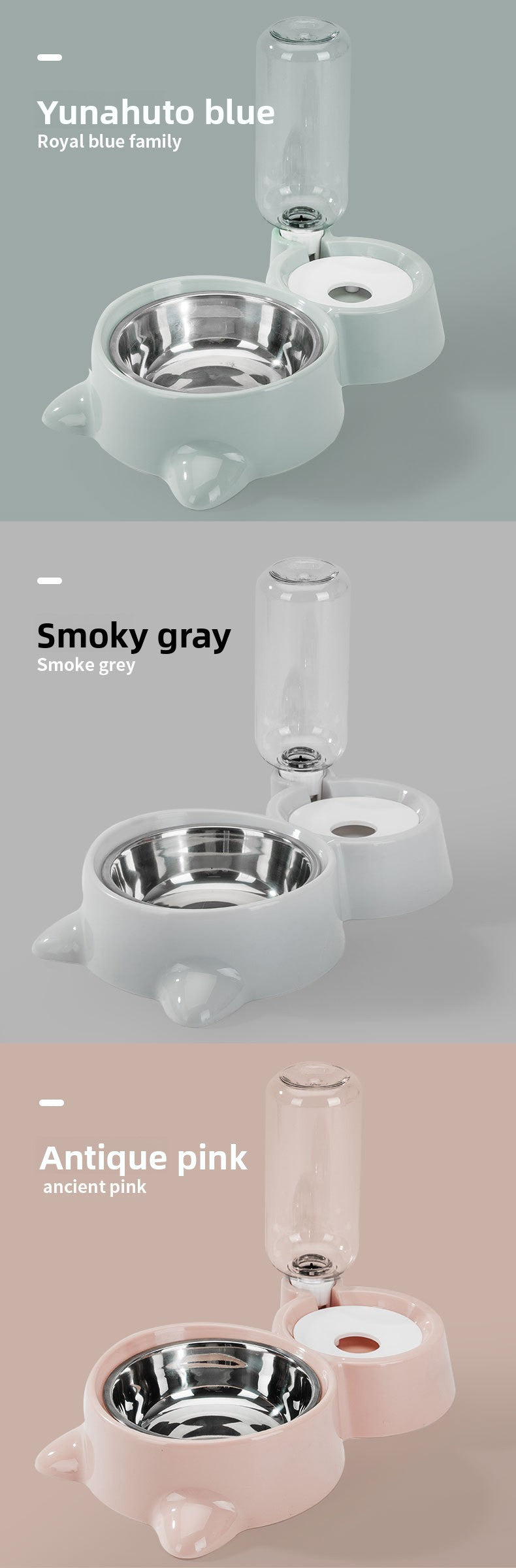Automatic Feeder and Waterer Combo with Cat Ear Design Stainless Steel Double Bowl for Cats and Dogs Pet Food and Water Station Durable Easy Clean Pet Supplies