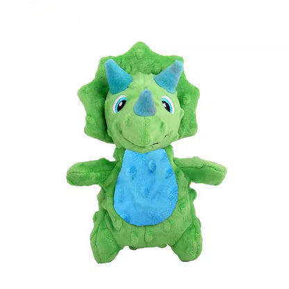 Dog Sound Plush Dinosaur Toy with Crinkle Paper for Durable Chewing