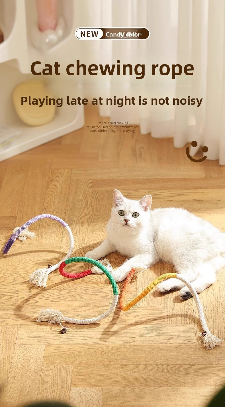 Cat Teaser Chew Rope Toy Self Fun Boredom Easing Teeth Grinding Wand Accessory
