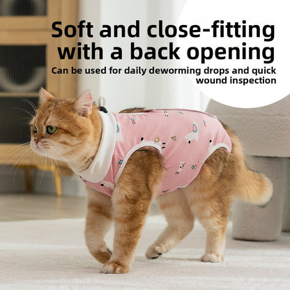 Post Surgery Cat Recovery Suit for Female Cats Anti Lick Cone Alternative Soft Breathable Pet Surgical Suit Spay Neuter Recovery
