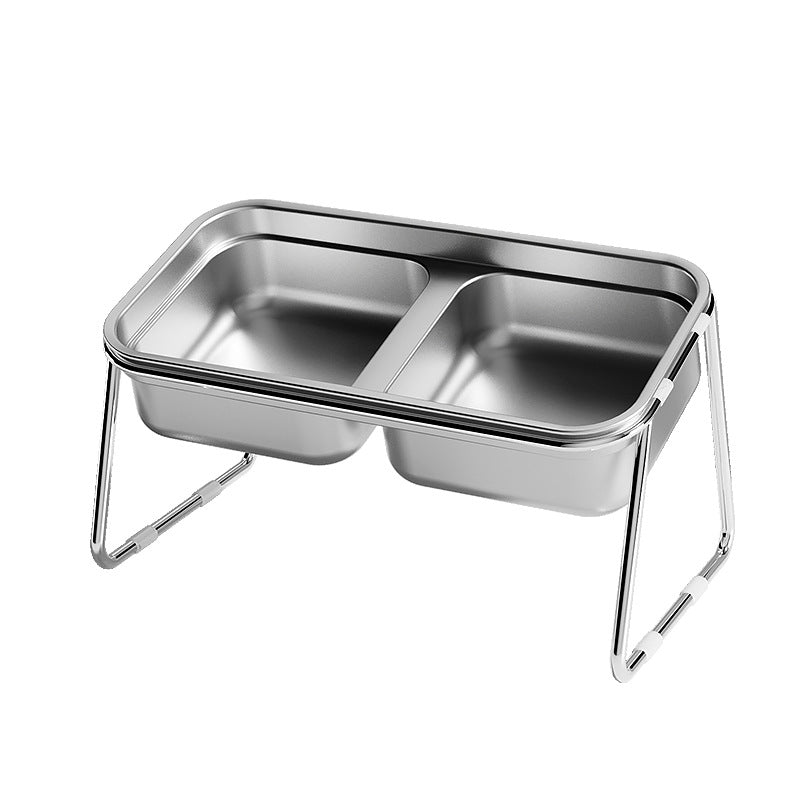 Stainless Steel Double Cat Bowl Anti Tip Pet Food and Water Dish Non Slip Elevated Dog Bowls for Feeding and Drinking