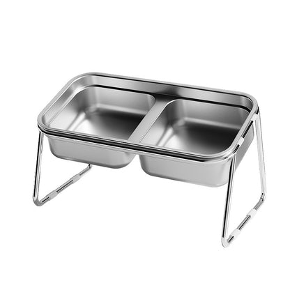 Stainless Steel Double Cat Bowl Anti Tip Pet Food and Water Dish Non Slip Elevated Dog Bowls for Feeding and Drinking