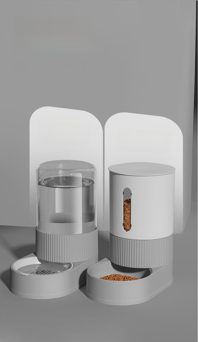Automatic Cat and Dog Feeder and Water Dispenser Combo with Double Bowls, Neck Protection, Anti-Clumping, Large Capacity Pet Food Utensils