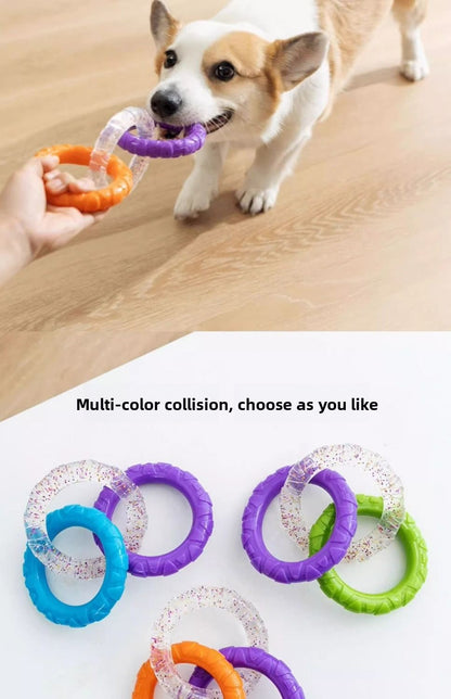 Pet Toy Dog HighValue Durable Chew ThreeLink Interactive Pull Ring