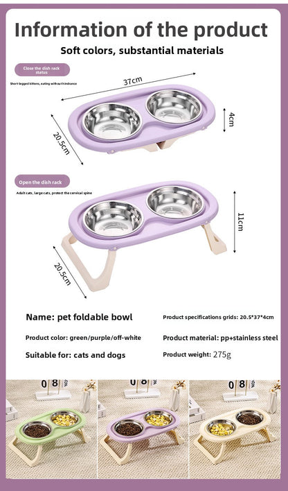 High Legged Foldable Dog Bowl Large Capacity Anti-Tip Slow Feeder Bowl Waterproof Pet Bowl for Dogs Cats Outdoor Indoor Use Easy Carry Travel Bowl