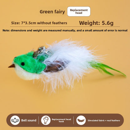 Realistic Bird Feather Bell Replacement Head for Cat Teaser Wand Pet Toy