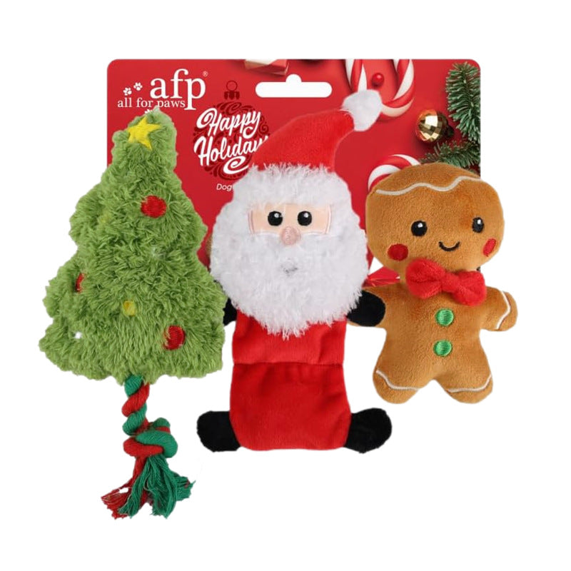 Multiple Christmas Pet Toys Pinecone Treat Dispenser Dog Chew Toy Teaser Wand Pet Bed Set