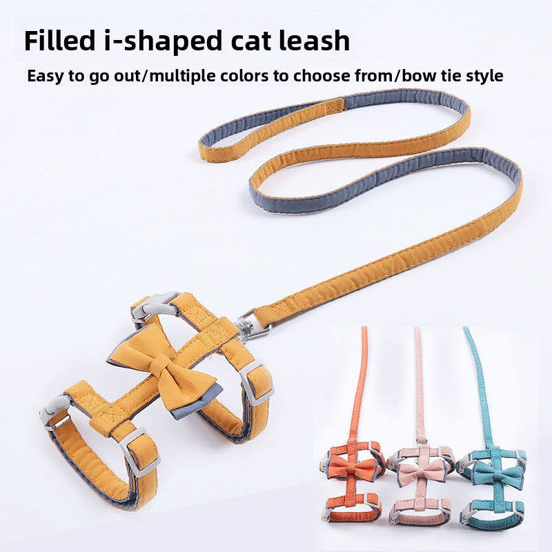 Soft Cotton I-Shaped Cat Leash with Butterfly Knot Anti-Escape