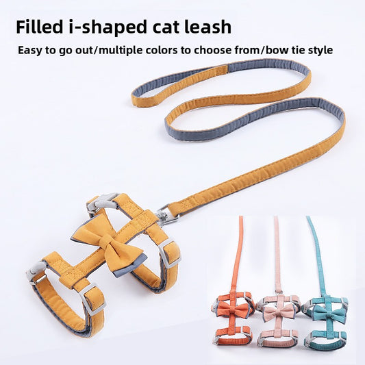 Soft Cotton I-Shaped Cat Leash with Butterfly Knot Anti-Escape