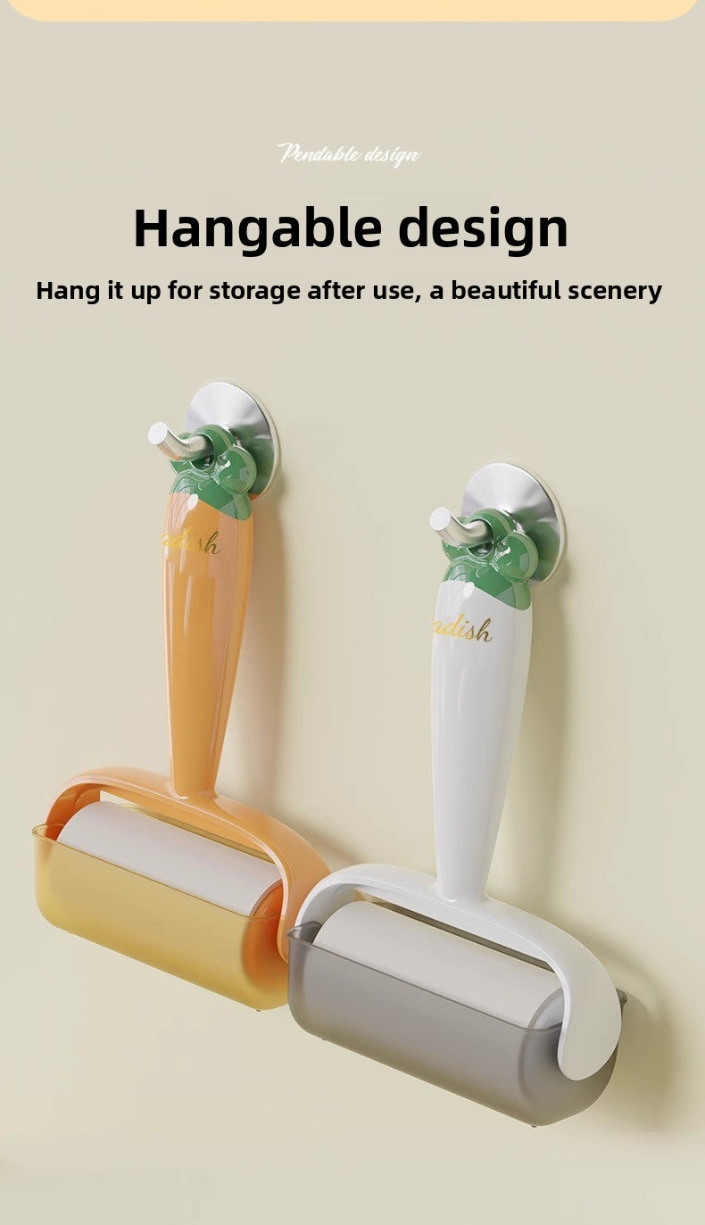 Tearable Carrot Lint Roller Strong Brush for Clothes Pet Hair with Replaceable Paper