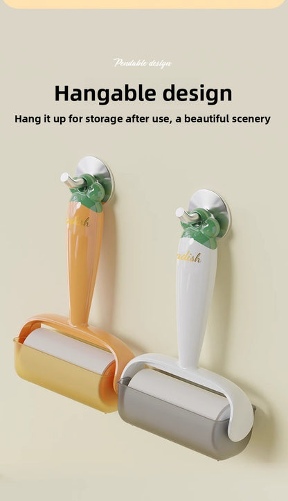 Tearable Carrot Lint Roller Strong Brush for Clothes Pet Hair with Replaceable Paper