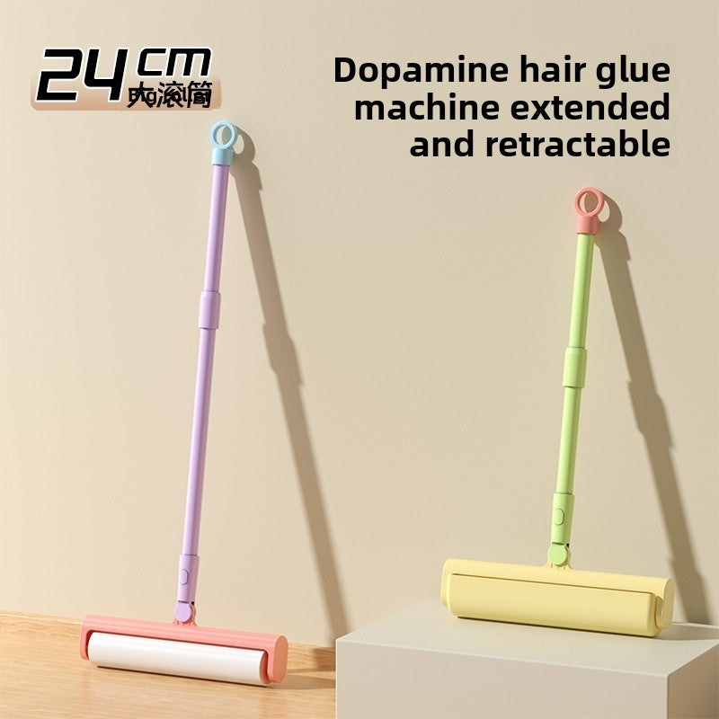 Extra Long Handle Lint Roller for Pet Hair and Dust Sticky Roller Brush with 6 Replaceable Adhesive Sheets Multi Surface Floor Sweeper Magic Hair Remover