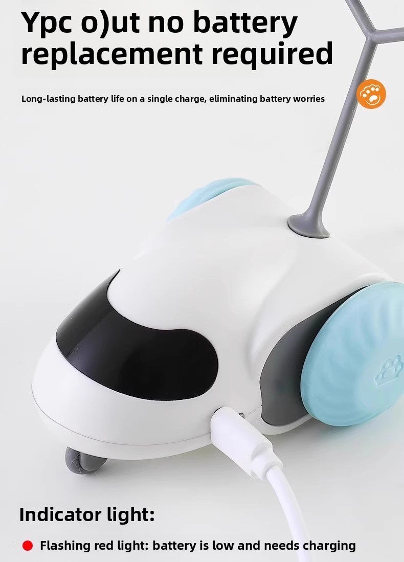Electric Pet Running Car Feather Teaser Cat Toy for Independent Play
