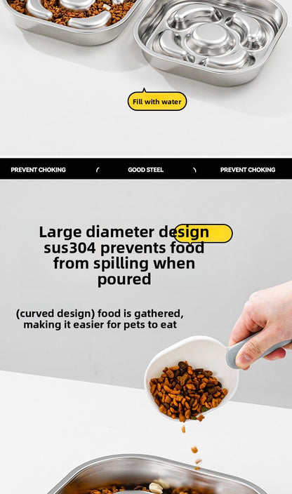 Stainless Steel Slow Feed Pet Bowl