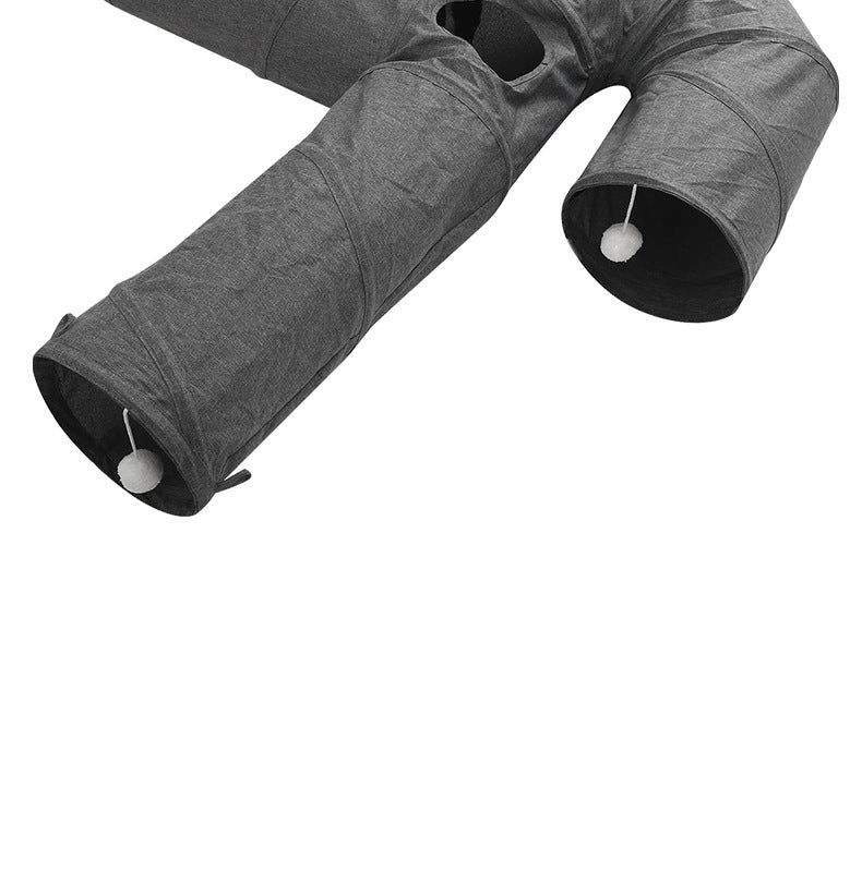 Hot-Selling New Four-Hole Three-Way Curved Foldable Scratch-Resistant Cat Tunnel Pet Toy
