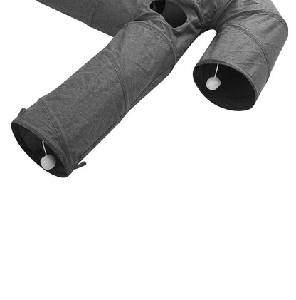 Hot-Selling New Four-Hole Three-Way Curved Foldable Scratch-Resistant Cat Tunnel Pet Toy