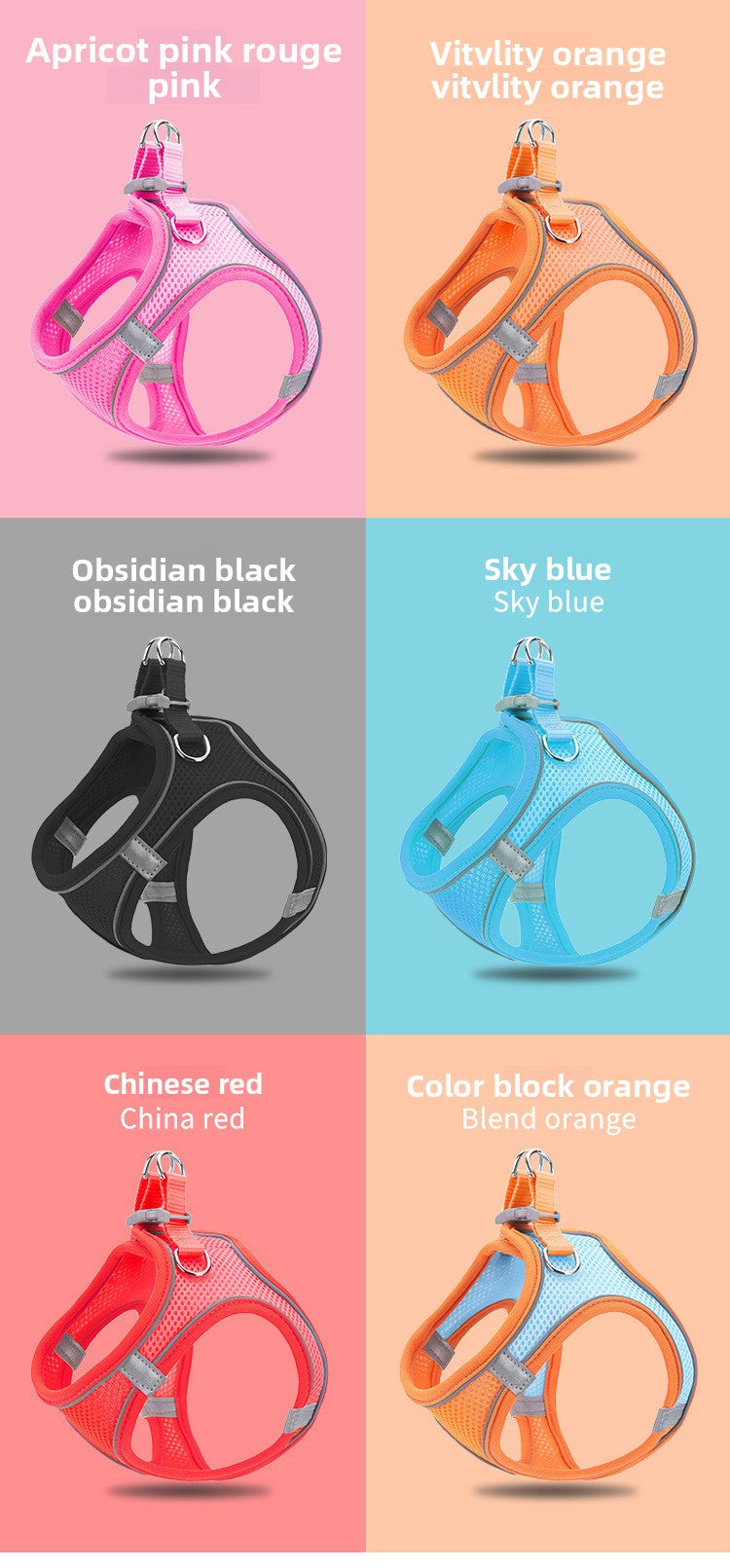 New Pet Vest-Style Pet Harness Reflective Breathable Cat Dog Leash Walking Leash Dropshipping