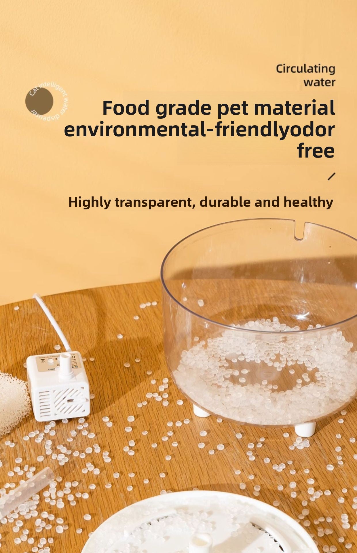 Cat Water Fountain 2L Automatic Circulating Flower Design with LED Light and Filter for Healthy Hydration