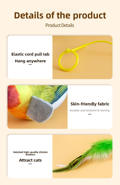 Realistic Bird Feather Bell Replacement Head for Cat Teaser Wand Pet Toy