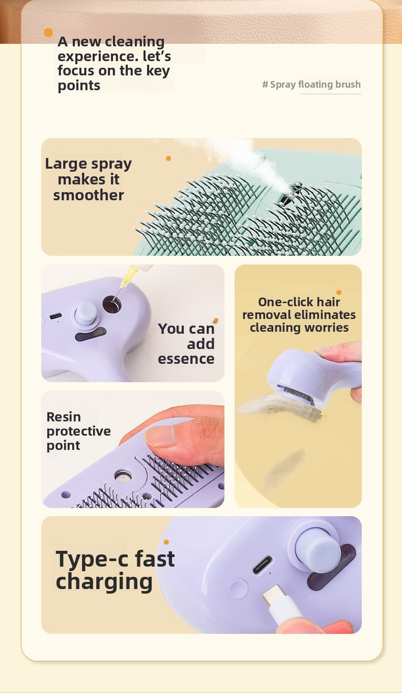 Pet Grooming Spray Comb for Cat Dog Hair Detangling Cleaning