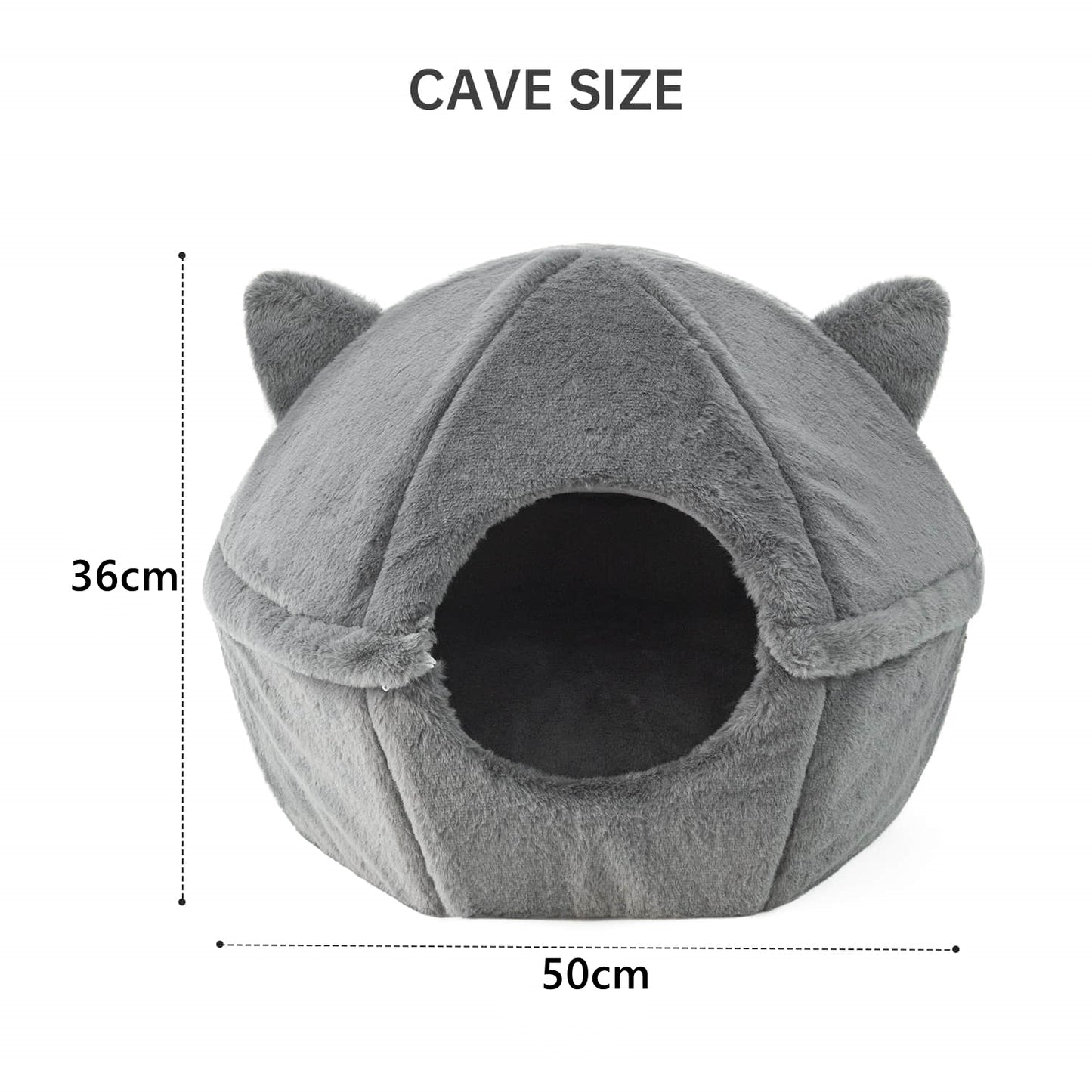 Detachable Foldable Cave Cat Bed Featuring Double Zipper Soft Fur Pad