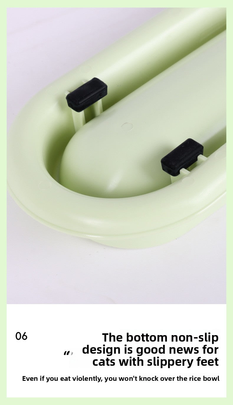 Multi Cat Feeder Long Strip Cat Bowl for Kittens Anti Ant Spill Proof Pet Food and Water Dish Slow Eating Solution