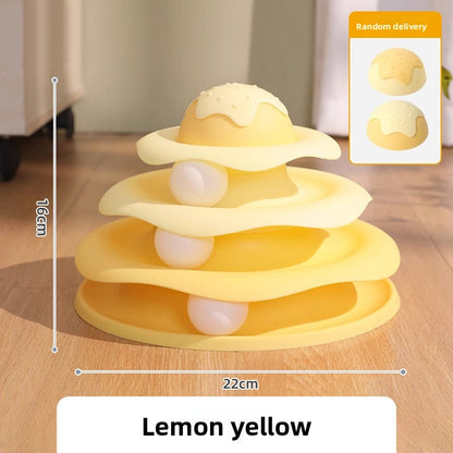 Three Layer Ice Cream Track Cat Play Board for Kitten Self Entertainment Boredom Busting Toy