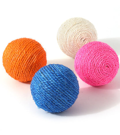 Self-entertaining Pet Toy Sound Bell Ball Jute Ball 8cm Cat Teaser