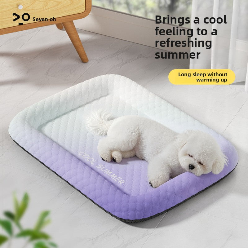 Ice Silk Cooling Pet Bed for Dogs and Cats Summer Cooling Mat with Ice Gel Pad Elevated Dog Bed for Hot Weather Pet Supplies