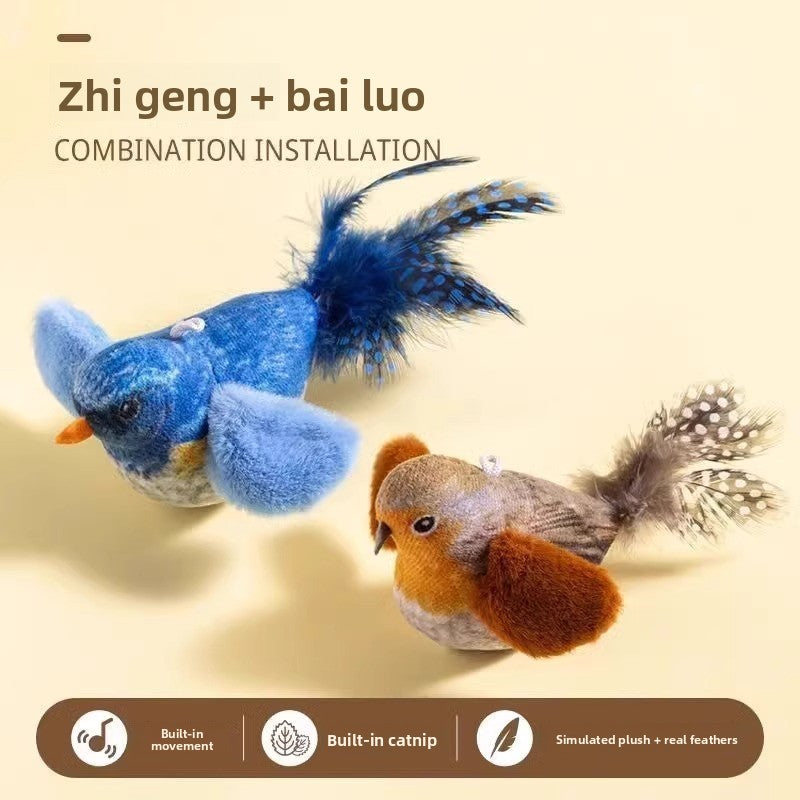 Simulation Bird Sound Cat Toy SelfEntertainment Teaser Wand for EnergyBurning Kitten