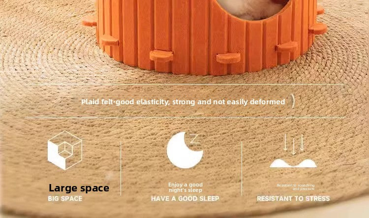 WinterWarm WearProof Felt Cat House Enclosed Bed with Scratching Board