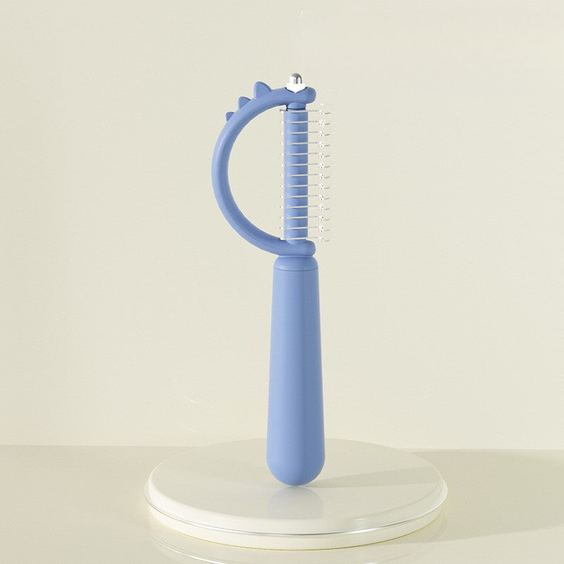 Double Sided Cat Comb for Shedding Small Dinosaur Cute Design Pet Grooming Brush Massage Knot Comb Macaron Colors Long Hair Short Hair