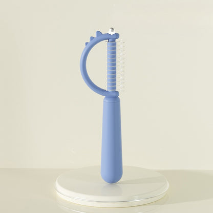Double Sided Cat Comb for Shedding Small Dinosaur Cute Design Pet Grooming Brush Massage Knot Comb Macaron Colors Long Hair Short Hair