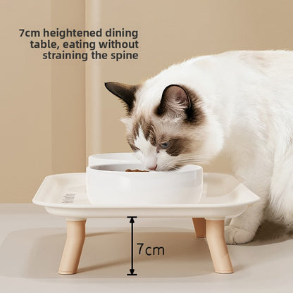 Premium Ceramic Double Pet Bowl Set with Cervical Support Raised Feeder Anti Splash and Tip Proof Design for Cat and Dog Dinner Plates