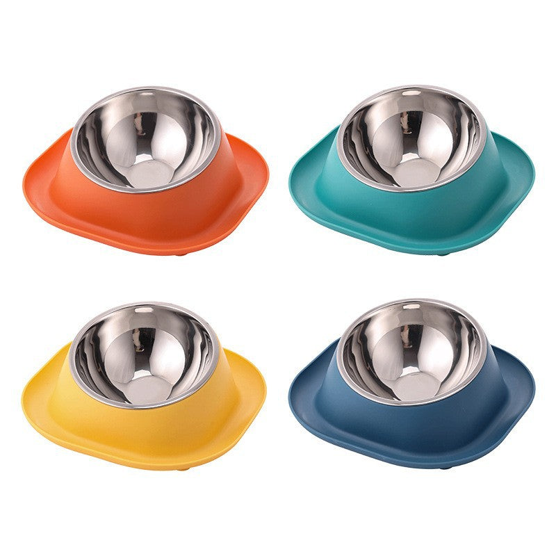 Dog Bowl Double Bowl Ceramic Dog Bowl Anti-Slip Anti-Tip Stainless Steel Pet Bowl Large Capacity Plastic Pet Food Bowl
