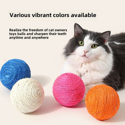 Self-entertaining Pet Toy Sound Bell Ball Jute Ball 8cm Cat Teaser